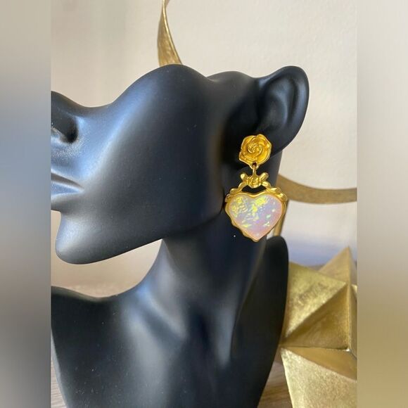 Bohemian heart earrings M178 - Picture 2 of 3